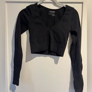 Garage black ribbed crop shirt long sleeve XS